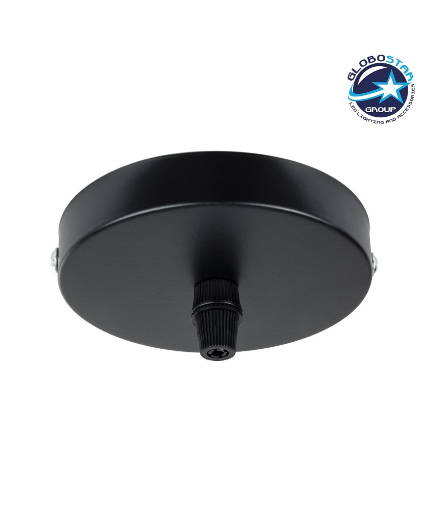 GLOBOSTAR® WALLBASE 77501 Μεταλλική Ροζέτα για Κρέμαση 1 Φωτιστικού - Μαύρο - Μ10 x Π10 x Υ2cm